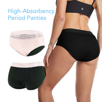 Sous-vêtement menstruel en coton biologique de haute qualité pour femmes Bow élégant culotte en bambou à l'épreuve des périodes à trois couches tricotée au quotidien