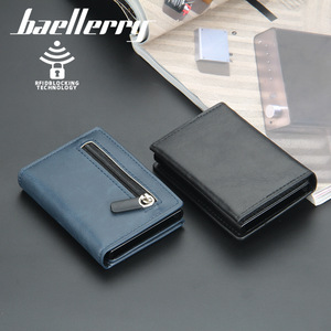 Baellerry Men's Card Holder Solid Color Zippered <b>RFID</b> Blocking Compact <b>Wallet</b> For Credit Cards Everyday Use - Product Image 1