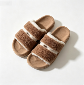 Pantuflas de Mujer Elegantes de Verano, Cálidas, Blancas, de Piel Sintética Tipo Teddy, con Hebilla, Tacón Plano Suave, Estilo Chic para la Playa, Blancas como la Nieve - Product Image 3