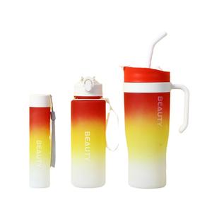 Grand Set 3-<span class=keywords><strong>en</strong></span>-1 Portable Gobelets Dégradés Bouteille d'Eau avec Poignée Tasses à Café Sportives 40 oz Gobelets <span class=keywords><strong>en</strong></span> Plastique pour Voiture - Product Image 4