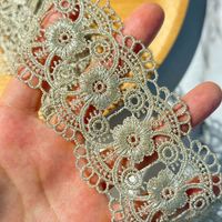Encaje Elástico de Alta Calidad, Hilo Dorado y Plateado, Diseño de Espigas de Trigo, Encaje Hueco, Ancho Personalizado, Poliéster/Algodón, Ecológico, Marca Yusen