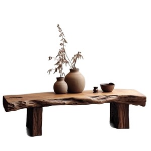 Bangku santai luar ruangan panjang desain Log antik lapuk kayu kuno Ottoman kayu padat gaya tenang untuk Kamar Tidur Volvo - Product Image 5