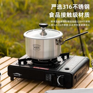 Ensemble de cuisine portable en acier inoxydable 2,0-3,0 L pour extérieur, avec couvercle, pour pique-nique et randonnée - Product Image 2