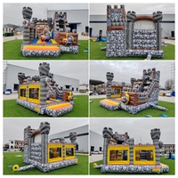 Château gonflable commercial certifié CE, thème chevalier médiéval, avec toboggan, en PVC, pour la location