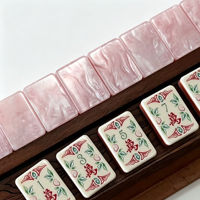 Jeu de tuiles de mahjong américain ZHY modèle 259, 160 pièces, en acrylique rose nacré, motif floral pivoine, gravé, antidérapant, avec tapis, cadeau