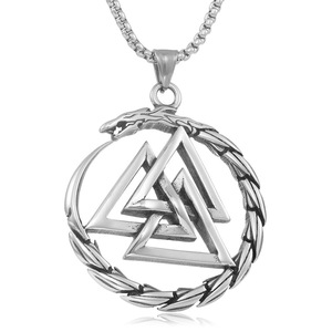 Pendentif triangle Viking en acier inoxydable, design géométrique, collier unisexe 280753 - Product Image 2