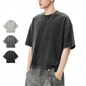 Euro-American Streetwear Boxy Tee 2025SS 270GSM Algodón lavado, Vintage manga corta - Product Image 2