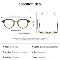 Lunettes AKX520 en acétate et titane, monture complète, style rétro, lunettes optiques tendance pour tous les jours, pour hommes et femmes