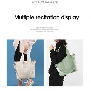 Nouveau sac fourre-tout en toile pour femme, grande capacité, multi-poches, sac bandoulière portable, sac à bandoulière unique pour l'école et les voyages - Product Image 2