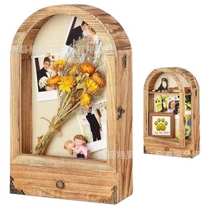 Wooden Arched <b>Shadow</b> <b>Box</b> Photo Frame With Dried Flower Display For Living Room Bedroom Decor - Product Image 1