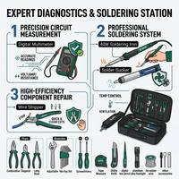 03795 pour Kit d'outils à main d'électricien industriel de qualité supérieure de 32 pièces en acier au chrome-vanadium, 1 boîte contenant 4 ensembles, 1 coffret