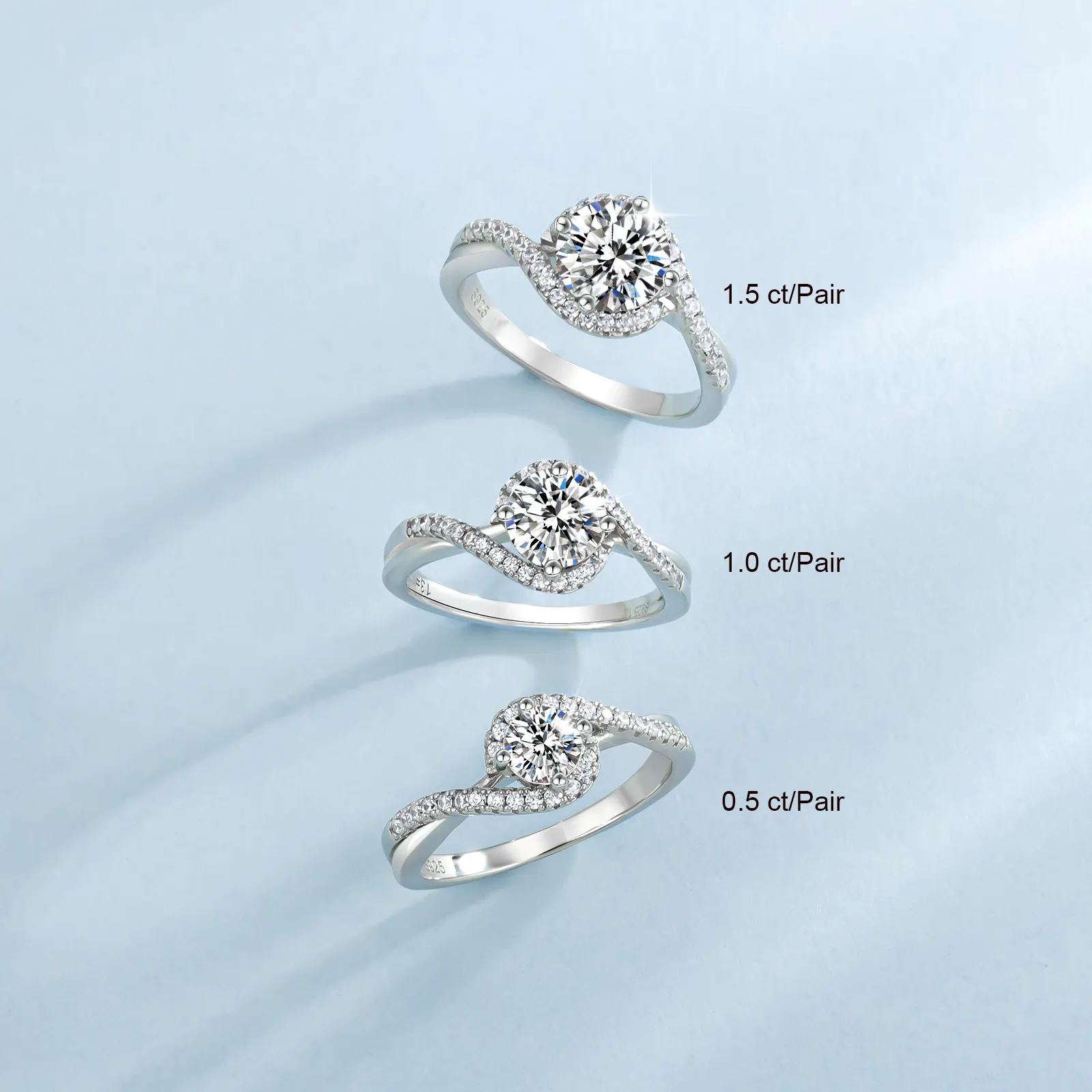 Krkc bán buôn VVS1 0.5ct 1.0ct 1.5ct 925 sterling Silver D màu đám cưới cổ điển moissanite kim cương Nhẫn đính hôn cho phụ nữ