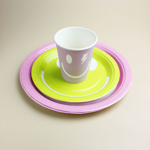 Ensemble d'assiettes en papier jetables DAMAI, fournitures pour fêtes d'enfants, vaisselle de banquet, assiettes à visage souriant - Product Image 6