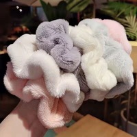 Bleu moelleux en peluche cheveux cravate élastique mignon ours cheveux anneau enfants dessin animé tête corde ensemble filles femmes cheveux corde chouchous