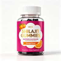 Complément alimentaire en gommes de Shilajit délicieuses, marque privée OEM, 60 unités, pour adultes, favorise l'énergie et l'équilibre, aide à lutter contre la fatigue