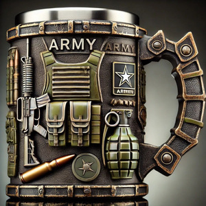 Tasse en résine synthétique au design créatif sur le thème militaire du requin blanc, idéale pour les fêtes d'anniversaire et les événements transfrontaliers. - Product Image 1