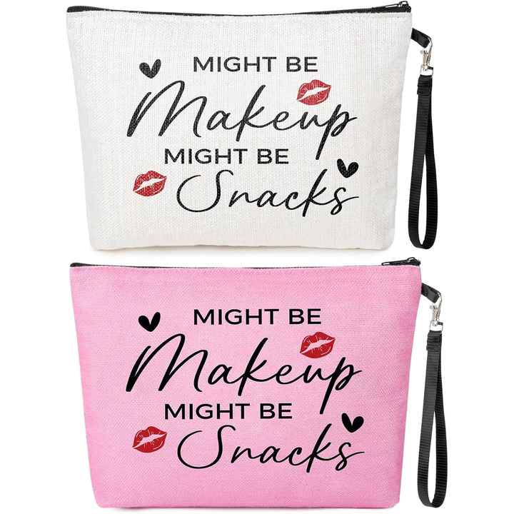SOIDRAM 2pcs Funny Weed Design Polyester Makeup Pouch Small Travel Accessory Organizer Bag for Sister & Friend Gifts