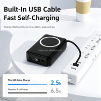 Nuevo Producto, Cargador Portátil de Gran Capacidad, 22.5W Carga Rápida, 20000mAh, Cargador Inalámbrico de 15W, Banco de Energía Magnético con Cables Tipo-C Integrados