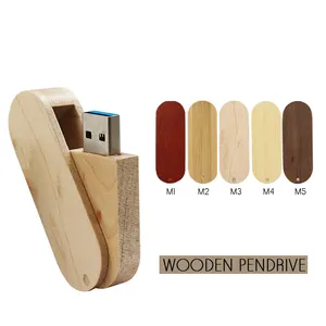 16GB Swivel Design Wood USB Flash Drive USB 2.0 Thumb Drives Jump Drive Fold Storage Memory Stick