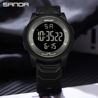 Jam Tangan Digital Pria 43mm Dial 22mm Tali TPU Tahan Air 5BAR Sport Chronograph Luminous Countdown Alarm