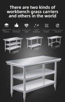 Table de préparation de cuisine en acier inoxydable SUS304, table de travail robuste pour usage commercial, table de buffet pour restaurant