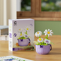 Série Histoires de Paniers de Fleurs : Rose Petite Marguerite, Blocs de Construction DIY en Plastique ABS (200-400 Pièces), Ornements en Pot