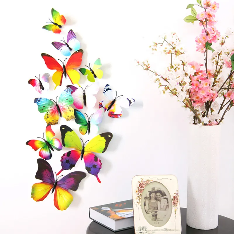 Modern wall light sconce art hotel decorative bedroom decor multiple colors 3d butterfly stickers