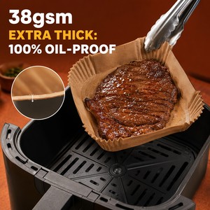 400 unidades de papel desechable antiadherente blanco de doble cara para freidora de aire, de 8 pulgadas, para hornear pan en cestas cuadradas o redondas, SGS - Product Image 4