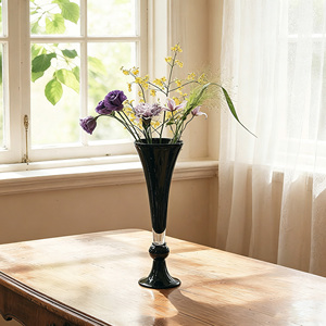 <span class=keywords><strong>Vase</strong></span> en verre noir de style moderne du milieu du siècle, ornement artistique haut de gamme, pot de fleurs hydroponique créatif pour la décoration de la maison et du salon - Product Image 6