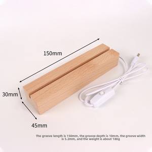 Socle <span class=keywords><strong>Lumineux</strong></span> LED <span class=keywords><strong>en</strong></span> <span class=keywords><strong>Bois</strong></span> de Hêtre Massif avec Bande Rectangulaire, Base de Lumière <span class=keywords><strong>en</strong></span> <span class=keywords><strong>Bois</strong></span> de Hêtre pour Gravure Acrylique DIY de Noël - Product Image 6