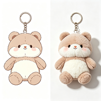 Porte-clés en peluche personnalisé en forme d'ours en peluche de dessin animé, jouet en peluche doux pour sac à dos, vente en gros