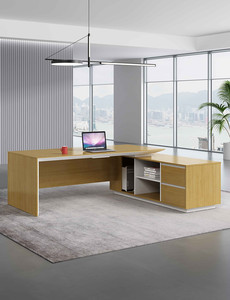 Tavolo di lusso Executive scrivania in legno impiallacciato con soluzioni di stoccaggio e mobili per ufficio di gestione dei cavi - Product Image 5