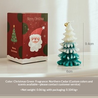 Bougie de Noël artisanale parfumée, dégradé bicolore, cire de paraffine et de soja, mèche en coton, clochette dorée, 6x9,4cm, 60g, décoration de fêtes