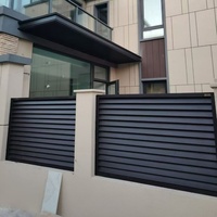 Nouveau Panneau de Clôture en Aluminium Gris à Lames Plates Horizontales pour Jardin, Brise-Vue en Aluminium pour Jardin et Cour
