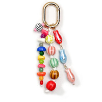 Porte-clés en céramique colorée en forme de petit poisson, pendentif de sac, porte-clés étoile de mer tressé à la main, accessoires de mode, breloques