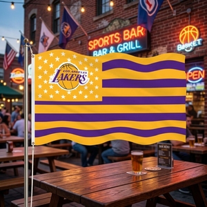 <span class=keywords><strong>Drapeau</strong></span> NBA <span class=keywords><strong>Los</strong></span> <span class=keywords><strong>Angeles</strong></span> Lakers en polyester 90x150cm ; Bannière portable imperméable à impression numérique, directement de l'usine, pour les événements sportifs - Product Image 6