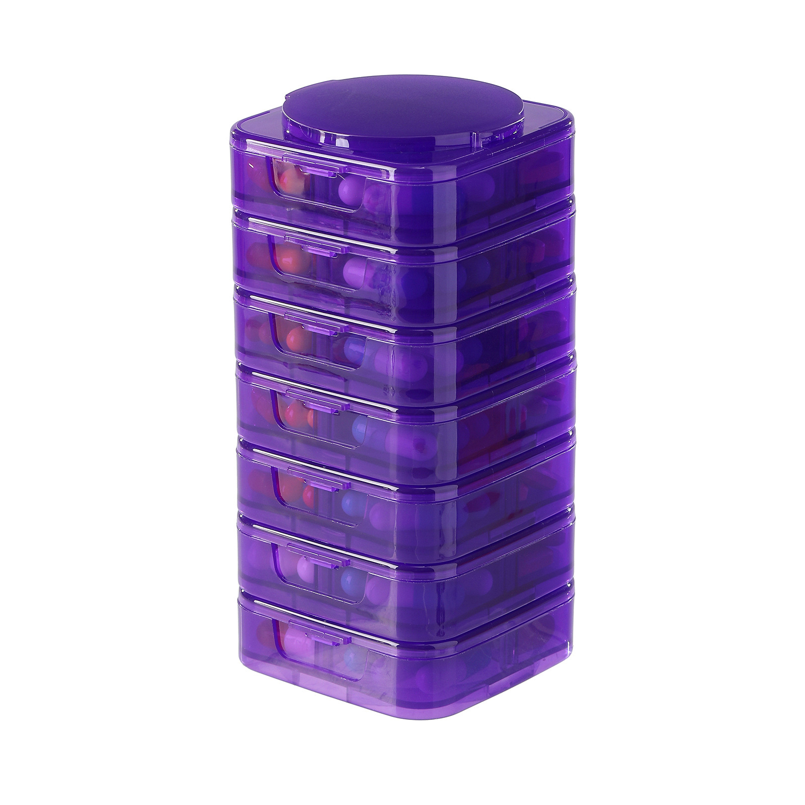 Piecing-together pillbox [Purple 7-compartment]