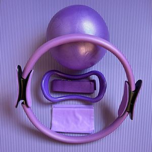 Pilates Circle Juego de cinco piezas Ecológico Eva Estiramiento Ayuda NBR Banda de resistencia 25cm Yoga Bola de paja Combinación de anillo - Product Image 2