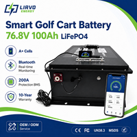 Tricycle électrique avec écran LCD Bluetooth BMS, batterie LiFePO4 76,8 V 72 V 100 Ah 150 Ah 200 Ah, semi-solide, pour voiturette de golf, garantie 10 ans