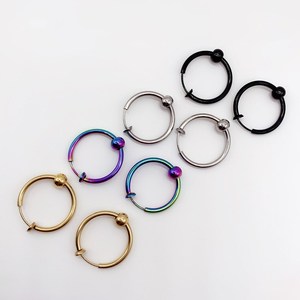Non <b>Piercing</b> Clip on <b>Earring</b> Gold Plated Stainless Steel Hoop <b>Earring</b> Nose Ring Cuff for Woman Man Body Jewelry - Product Image 6