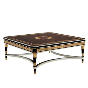 Chất Lượng Cao Màu Đen Vàng Bằng Gỗ Sang Trọng Cổ Điển Vuông Bàn Cà Phê Siêu Lớn Trung Tâm Bảng Bàn Cà Phê - Product Image 2