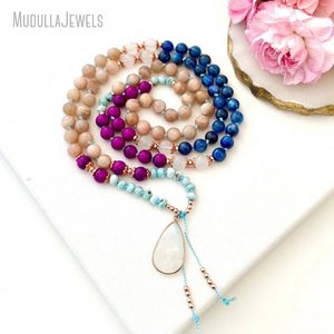 MN34522 Sugilite Kyanite Larimar และ Moonstone Mala Beads 108,ลูกปัดสำหรับ<span class=keywords><strong>สวด</strong></span>มนต์เทพเจ้ามาลาสร้อยคอของขวัญโยคะสำหรับเธอ - Product Image 2