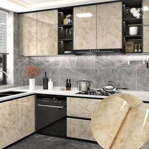 Black And White Marble Wallpaper Glossy PVC self Adhesive Removable Kitchen Bathroom Cabinets Waterproof Countertop Wallpaper