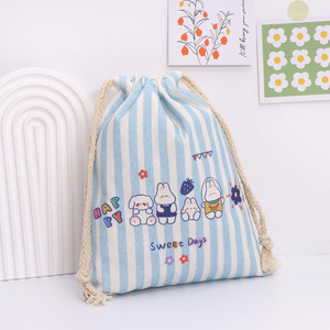 Resistente e riutilizzabile in cotone con coulisse zaino in tela con tasca laterale modello cartone animato sport Gym Sack per uomini e donne - Product Image 2