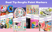 Ensemble de 12 stylos marqueurs de peinture acrylique à double pointe pastel pointe extra fine pour l'art et la créativité