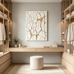 Art mural abstrait blanc et or Wabi-Sabi, impression sur toile texturée 3D pour salon, <span class=keywords><strong>peinture</strong></span> décorative moderne de luxe - Product Image 4