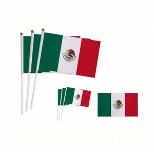 Wholesale National Day Decoration Polyester Handheld Mexico Waving Small <b>Flag</b> Mexican Stick Mini Hand Held <b>Flags</b> - Product Image 1