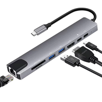 Station d'Accueil UNIEAN PD100W Hub USB-C 8 en 1, Hub USB-C UHD 4K30Hz USB 3.0 Multi-Répartiteur pour iPhone vers PC et Réseau