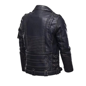 Nouvelle Vente Chaude <span class=keywords><strong>2023</strong></span> Manteau d'Hiver pour Hommes, Veste de Moto Slim à Revers en Cuir PU - Product Image 2