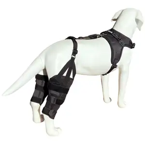 خنق الركبة المزدوجة الكلب الكلاب ، جبيرة معدنية مزدوجة مفصلية دعامة مرنة لدعم K9 ACL دعامة الساق الخلفية